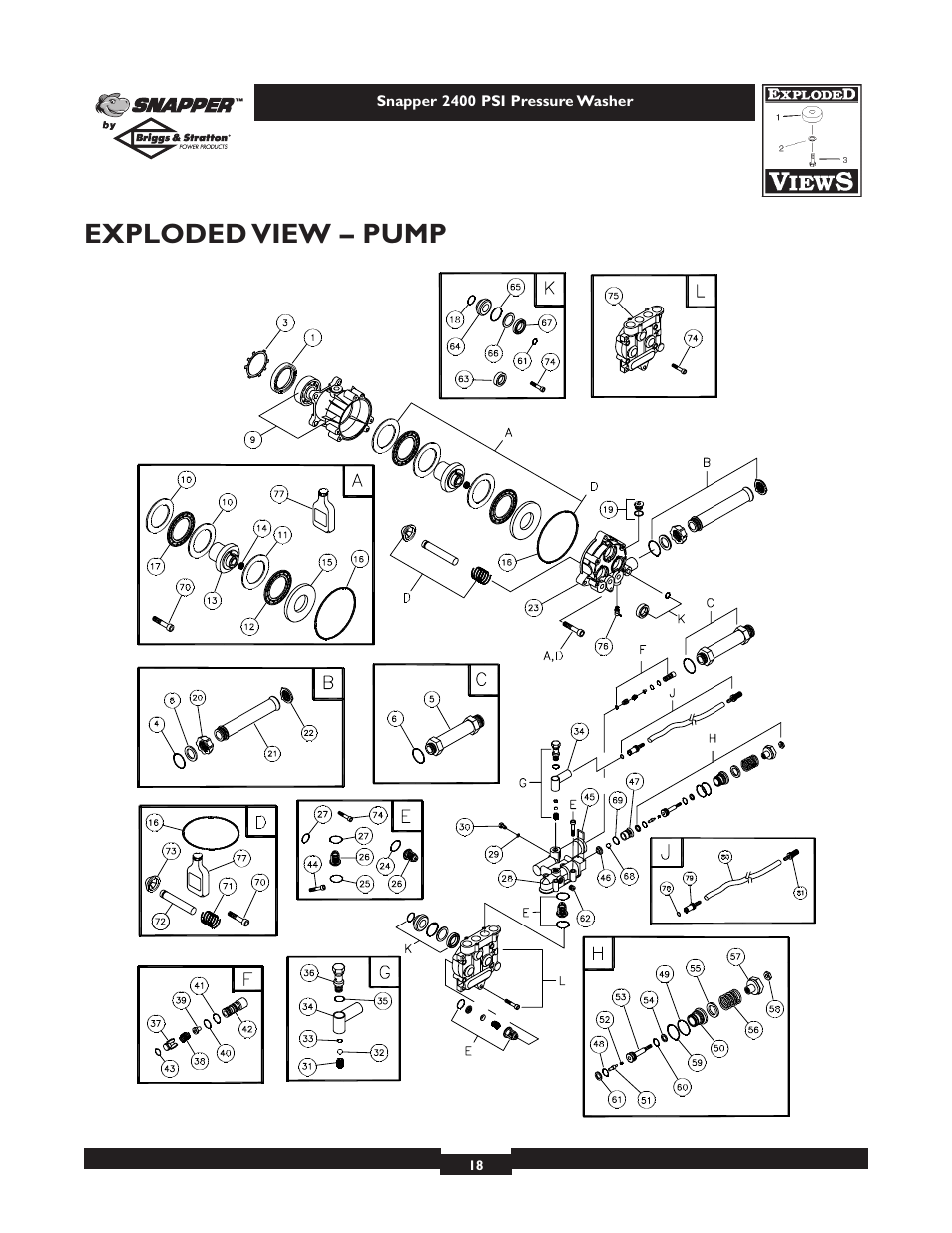 Exploded view – pump | Snapper 1660-0 User Manual | Page 18 / 20
