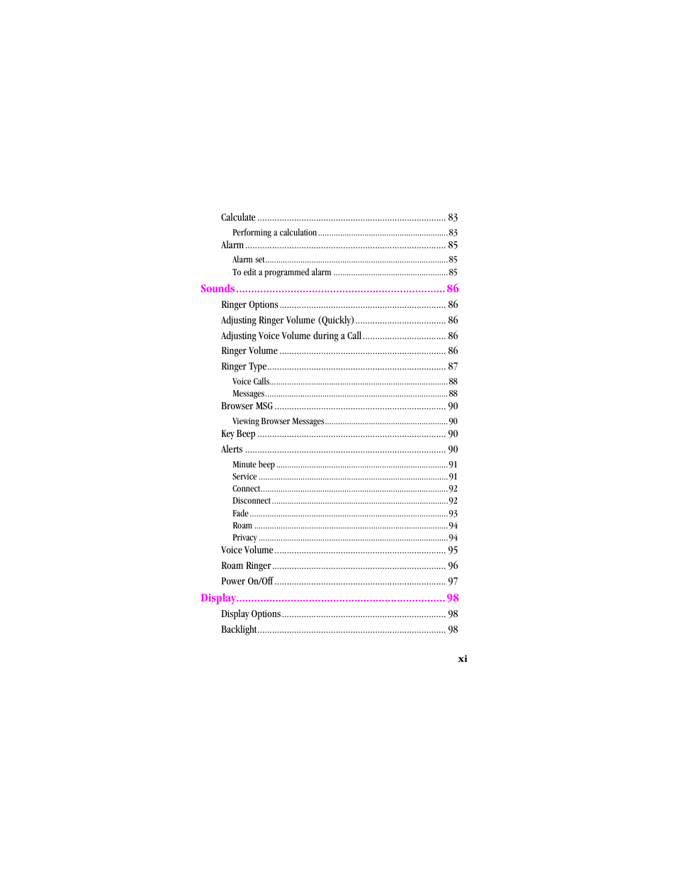 Sounds, Display | Samsung SCH-T300 User Manual | Page 11 / 180