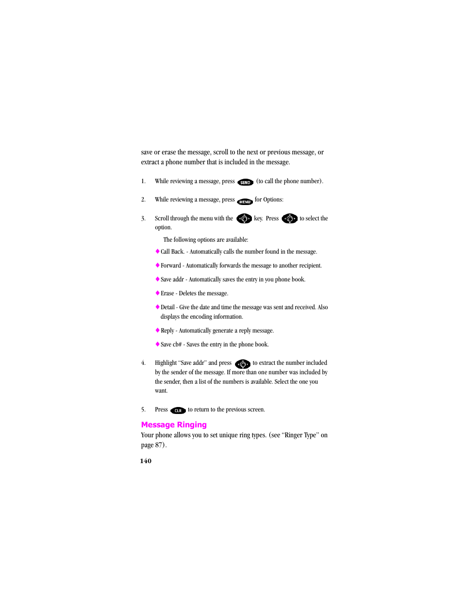 Message ringing | Samsung SCH-T300 User Manual | Page 142 / 180