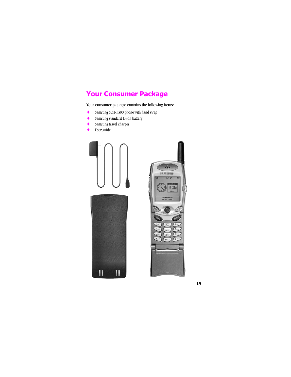 Your consumer package | Samsung SCH-T300 User Manual | Page 17 / 180