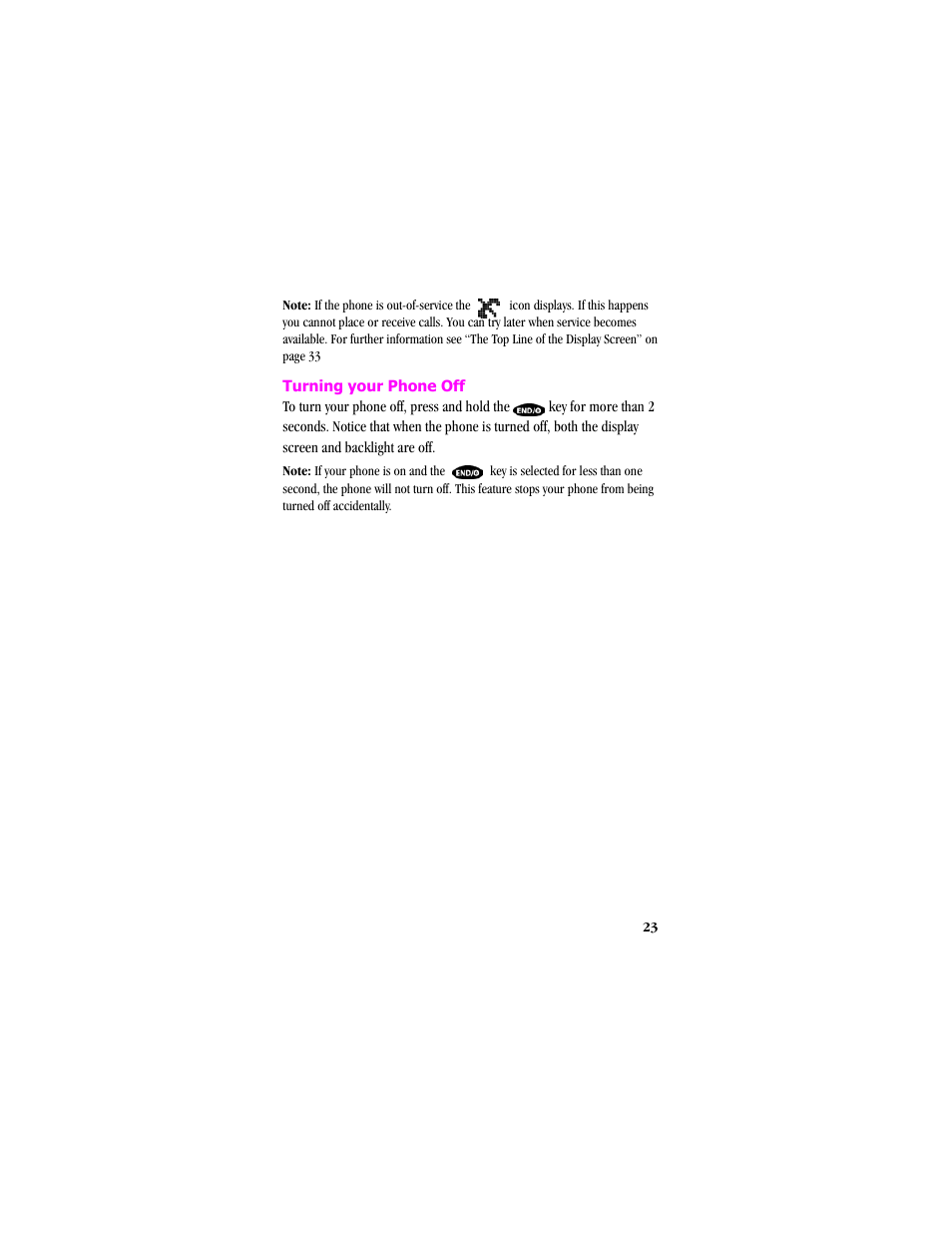 Turning your phone off | Samsung SCH-T300 User Manual | Page 25 / 180