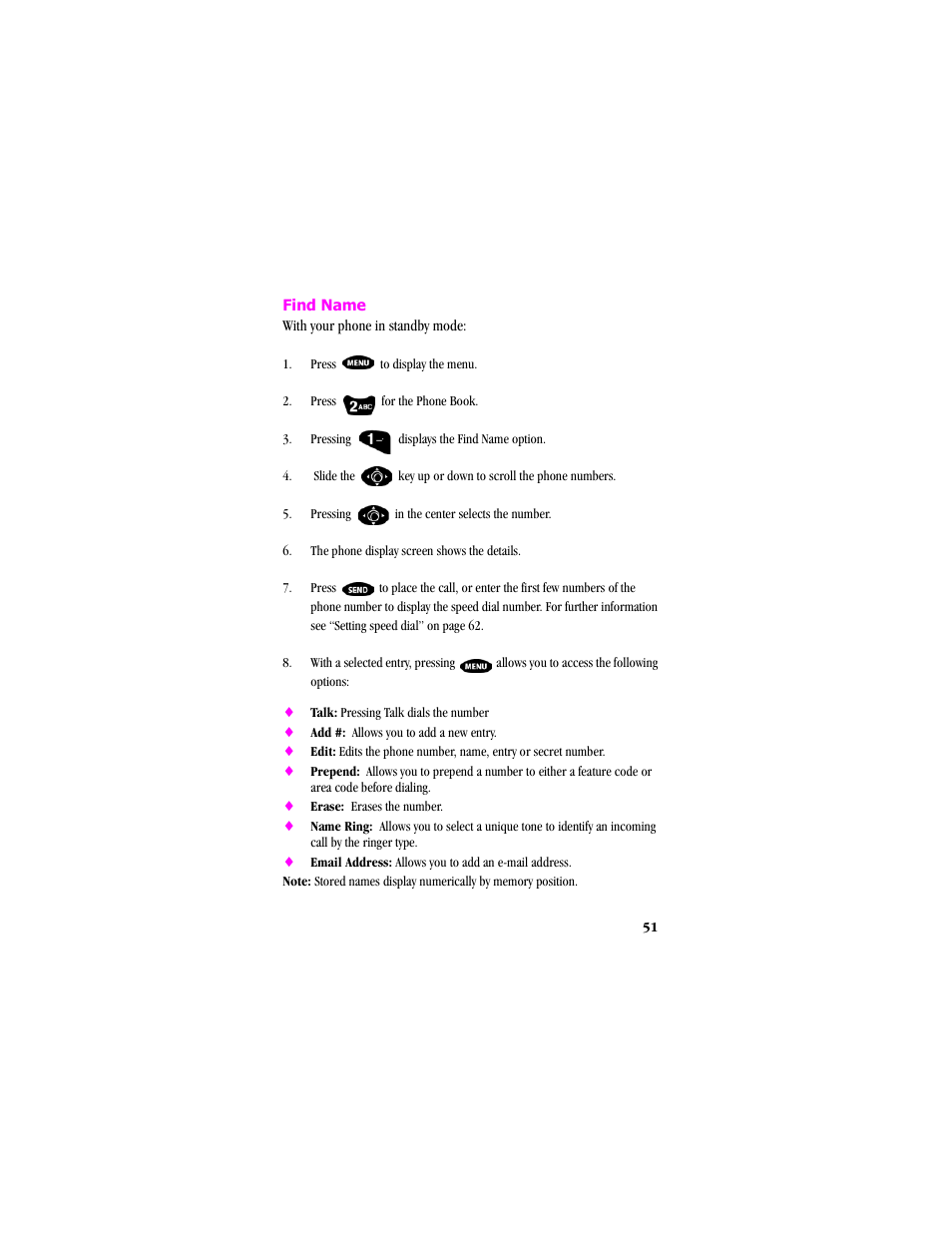 Find name, Press to display the menu | Samsung SCH-T300 User Manual | Page 53 / 180