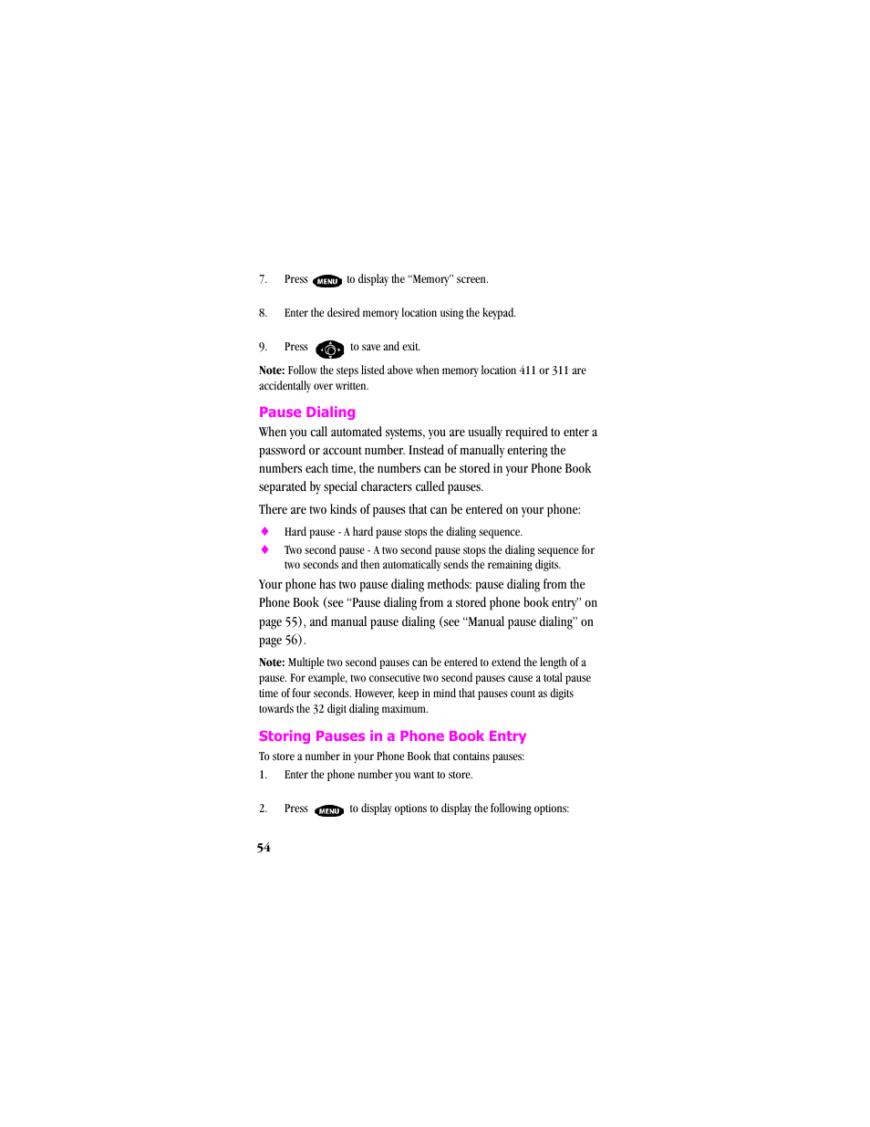 Pause dialing, Storing pauses in a phone book entry | Samsung SCH-T300 User Manual | Page 56 / 180