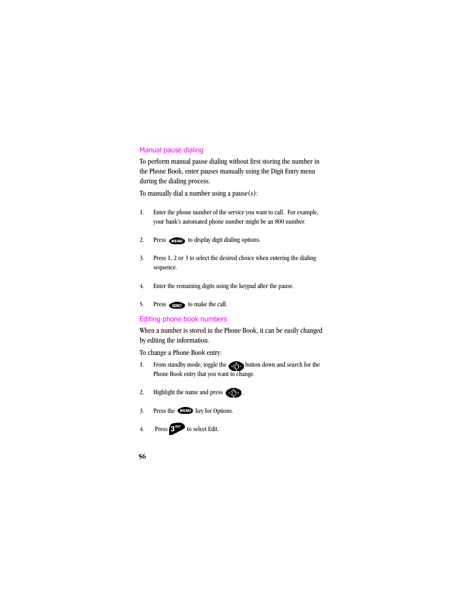 Manual pause dialing editing phone book numbers | Samsung SCH-T300 User Manual | Page 58 / 180