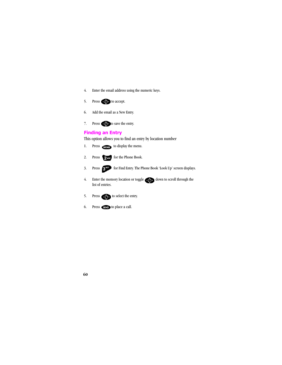 Finding an entry | Samsung SCH-T300 User Manual | Page 62 / 180