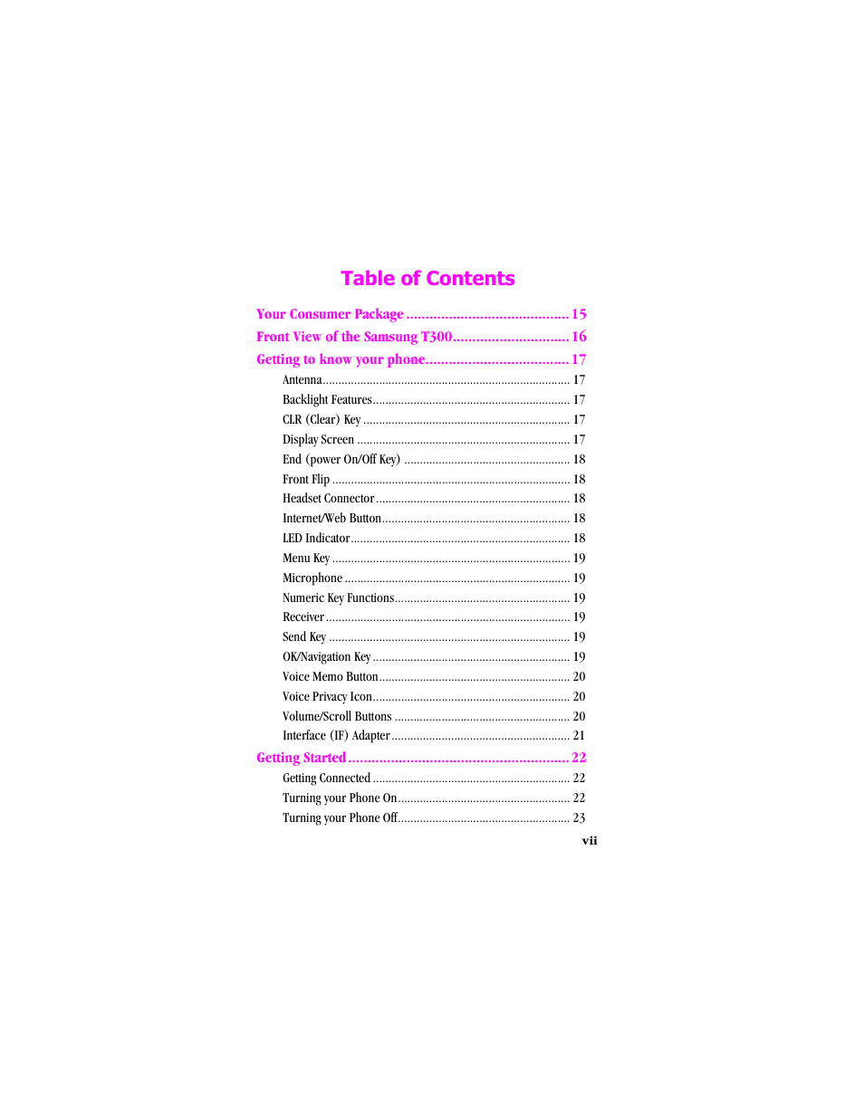 Samsung SCH-T300 User Manual | Page 7 / 180