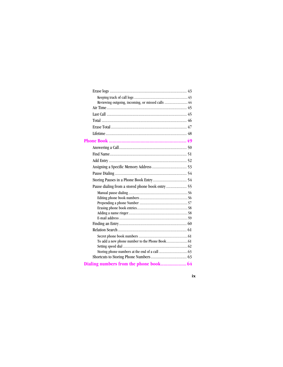 Phone book, Dialing numbers from the phone book | Samsung SCH-T300 User Manual | Page 9 / 180
