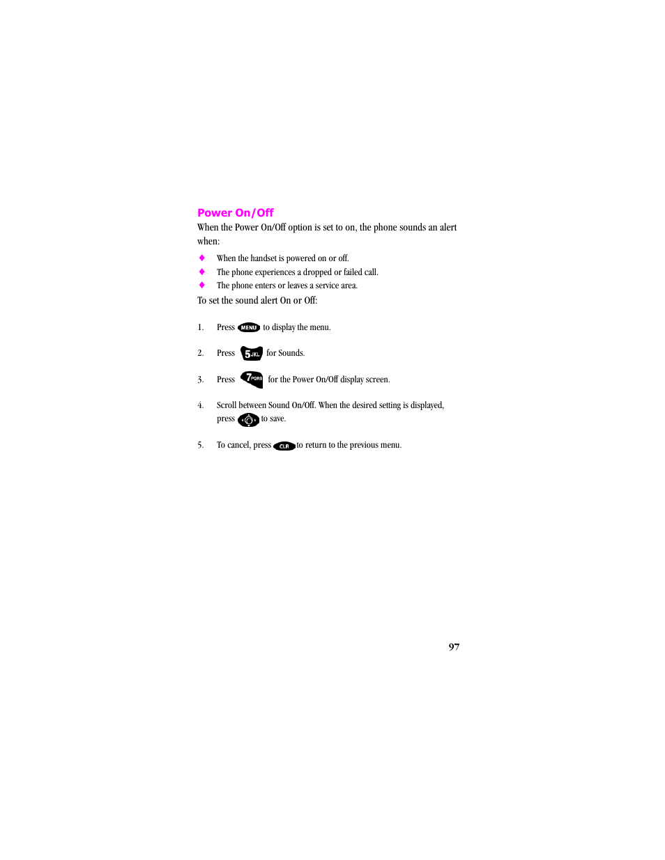 Power on/off, Press to display the menu | Samsung SCH-T300 User Manual | Page 99 / 180