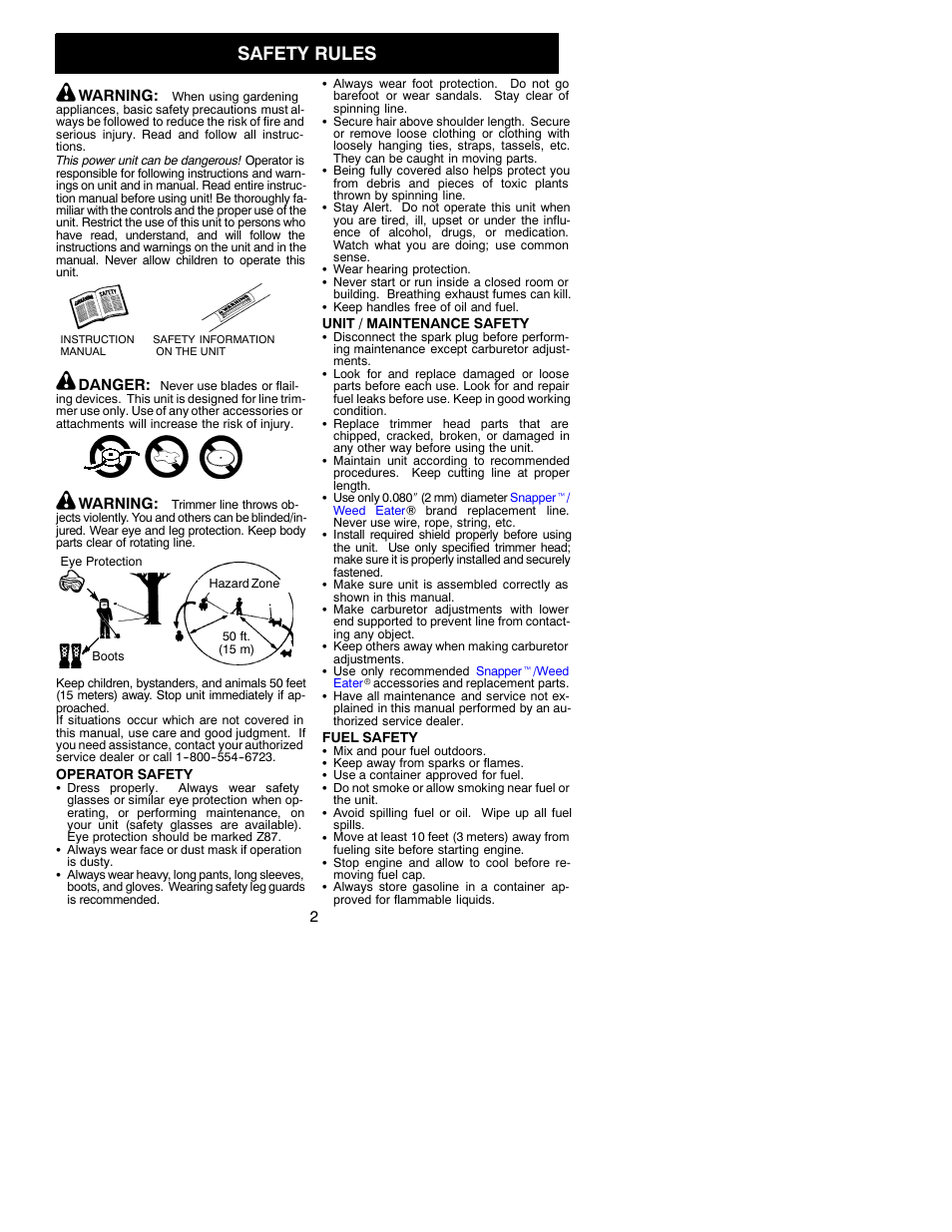Safety rules | Snapper s31sst User Manual | Page 2 / 11