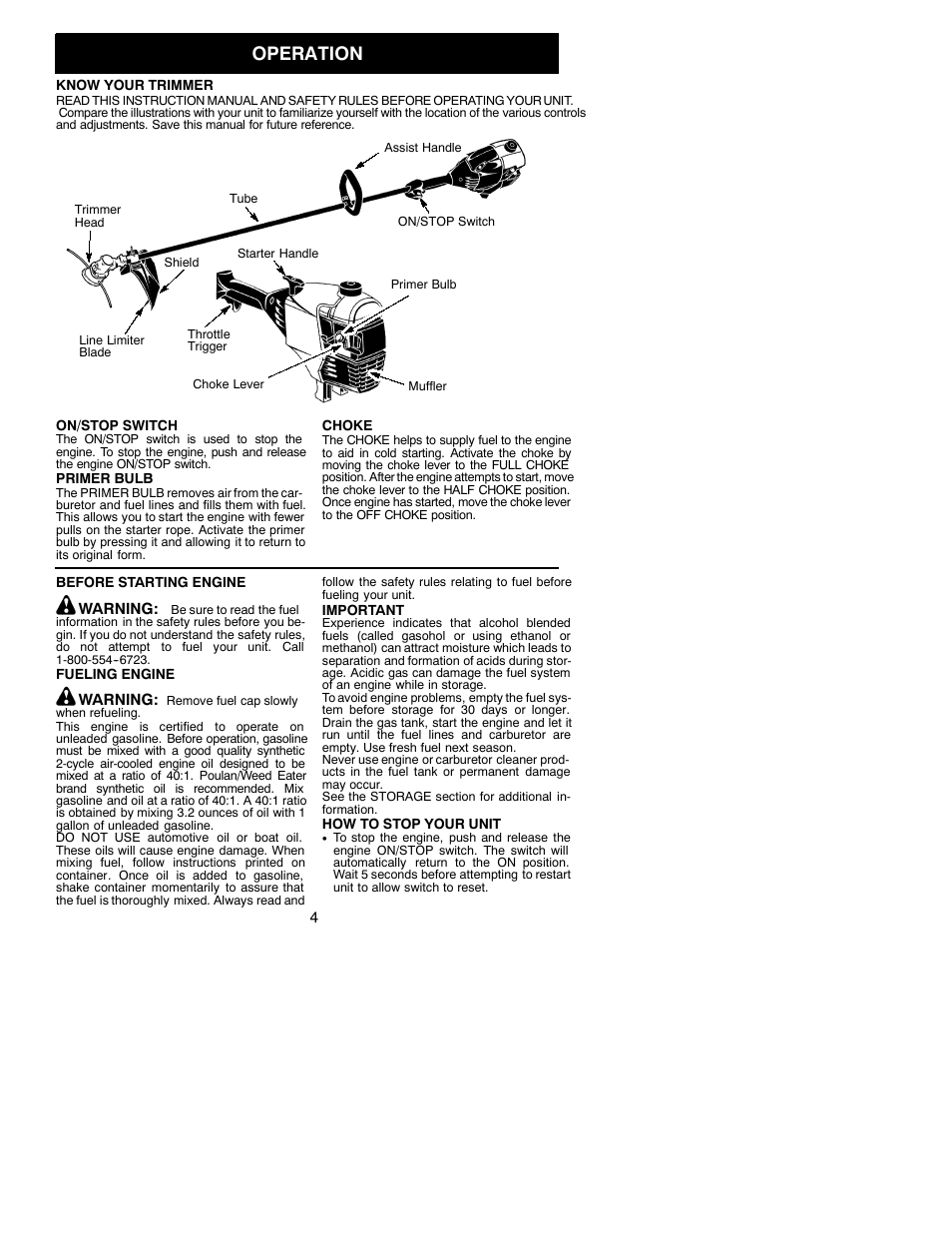 Operation | Snapper s31sst User Manual | Page 4 / 11