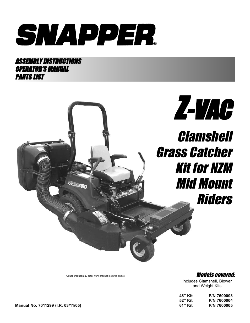 Snapper Z-VAC 7600004 User Manual | 24 pages