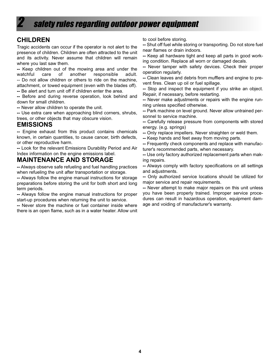 Safety rules regarding outdoor power equipment | Snapper Z-VAC 7600004 User Manual | Page 4 / 24