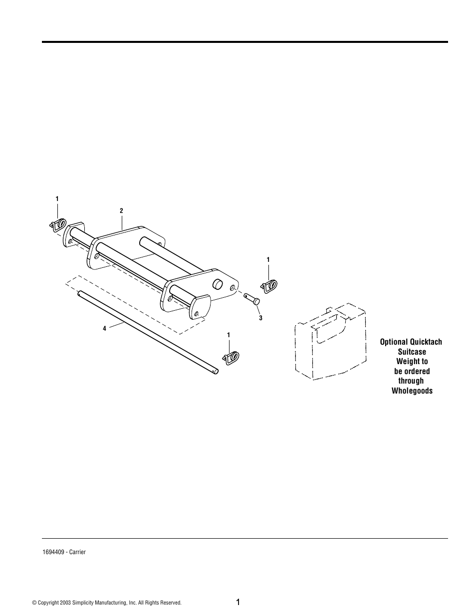 Carrier, front weight | Snapper 3882 User Manual | Page 2 / 4