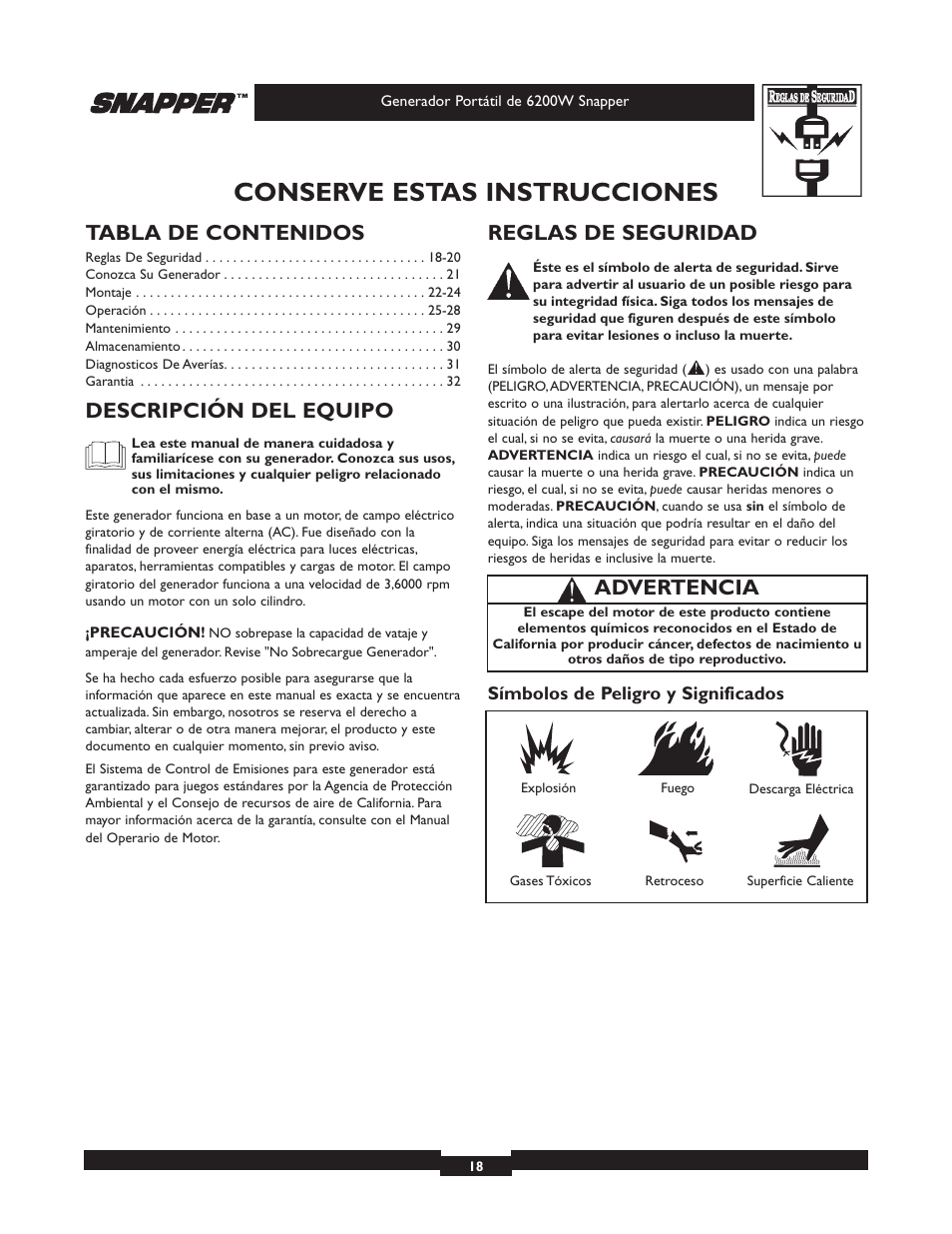 Snapper 30216 User Manual | Page 18 / 32