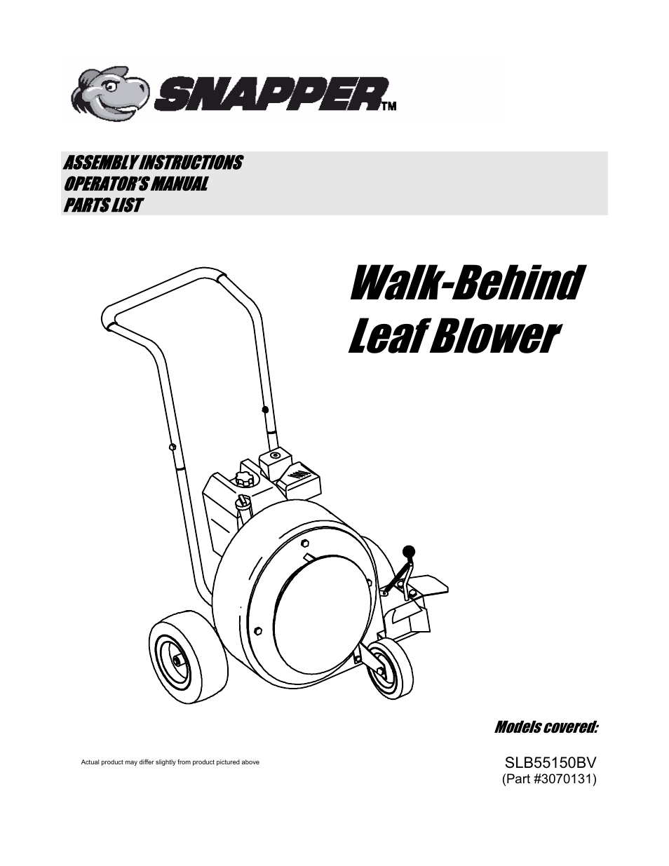 Snapper SLB55150BV User Manual | 12 pages