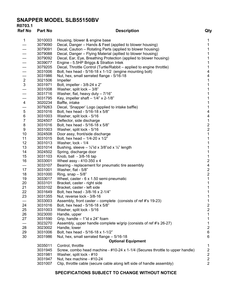 Snapper SLB55150BV User Manual | Page 11 / 12