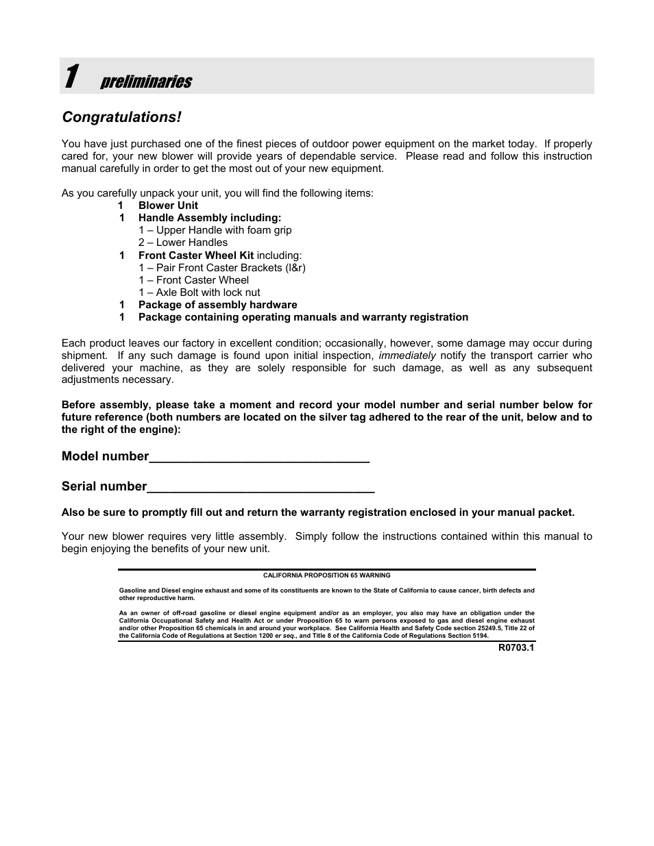 Preliminaries | Snapper SLB55150BV User Manual | Page 2 / 12