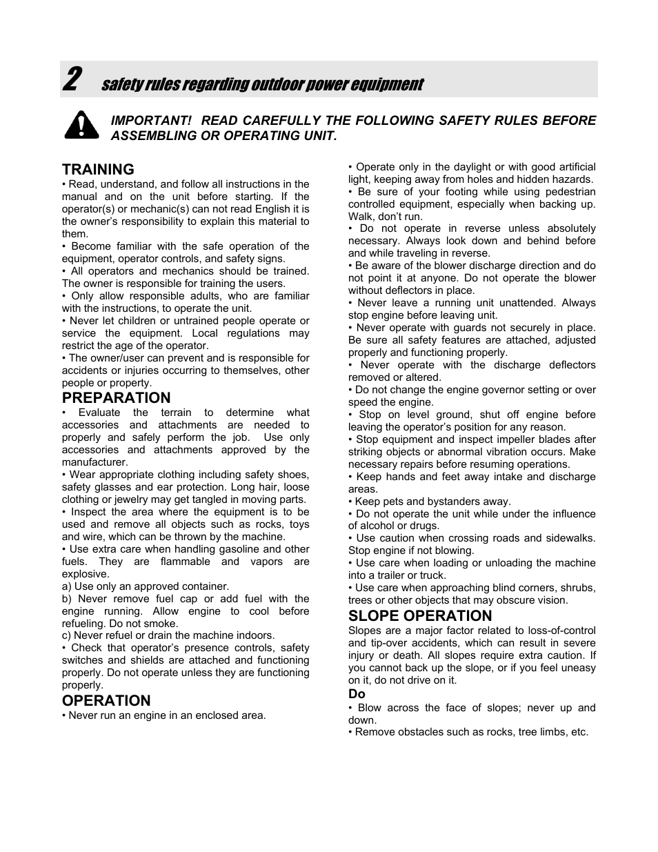 Safety rules regarding outdoor power equipment | Snapper SLB55150BV User Manual | Page 3 / 12