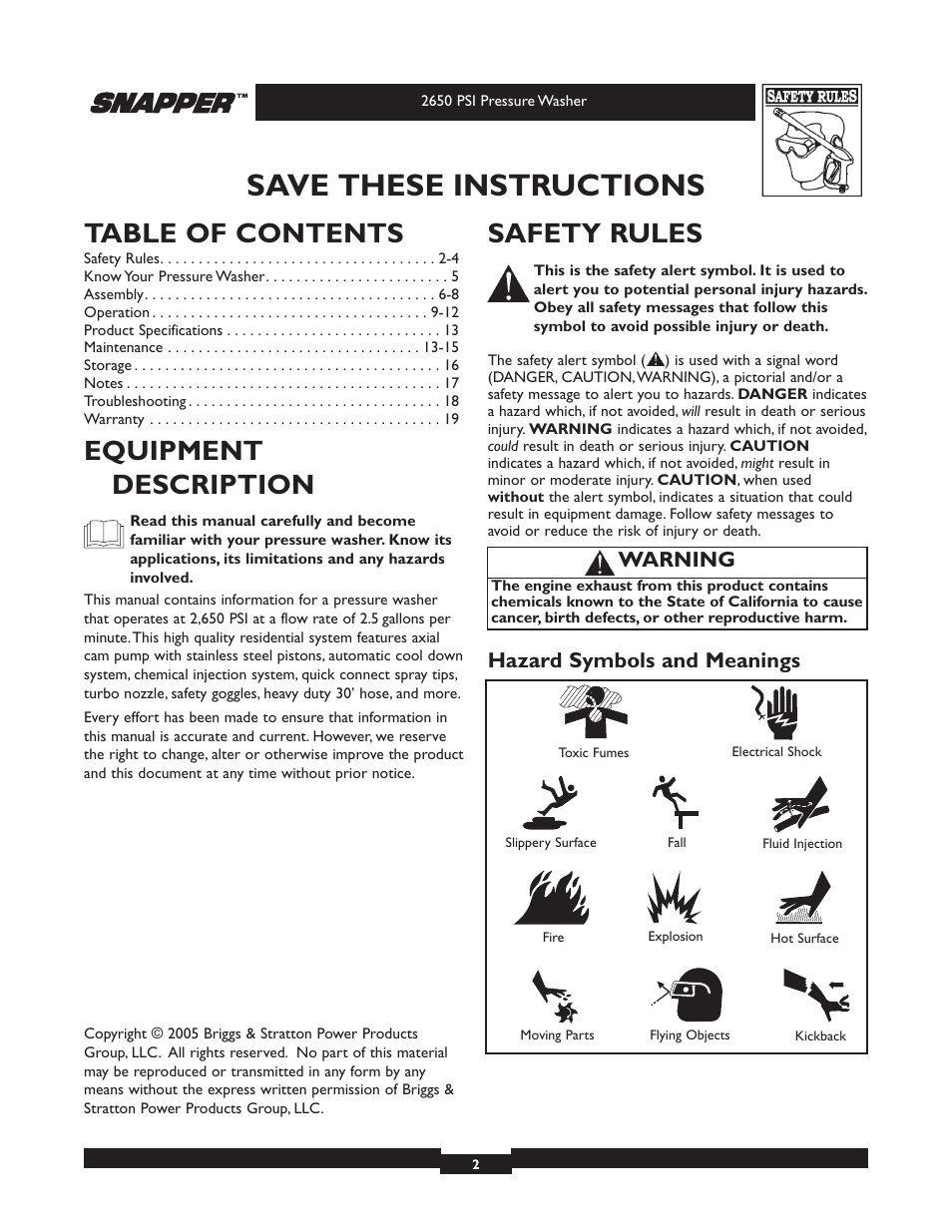 Snapper 020230 User Manual | Page 2 / 36