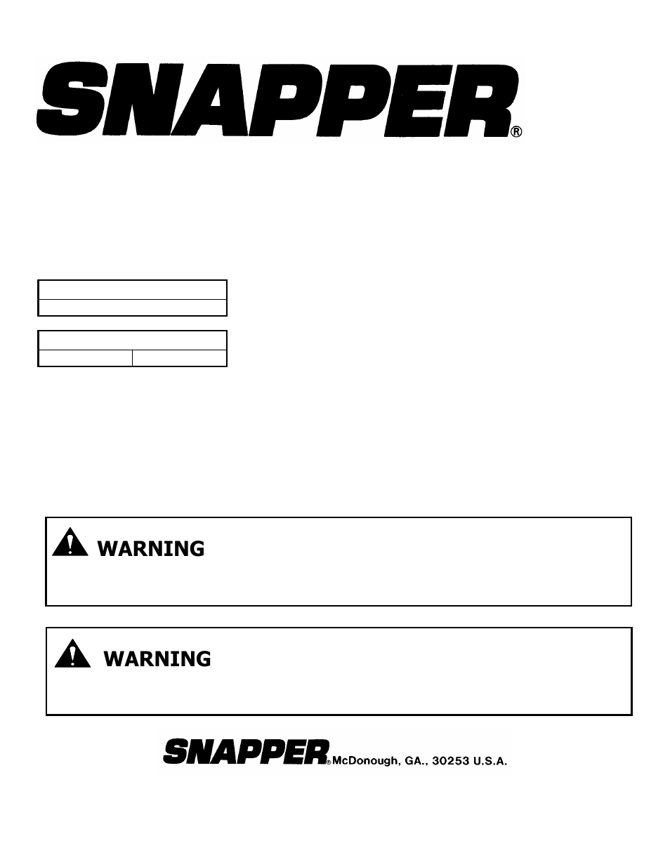 Safety instructions & operator’s manual for, Important, Warning | Snapper ZMT2500KH-1 User Manual | Page 36 / 36