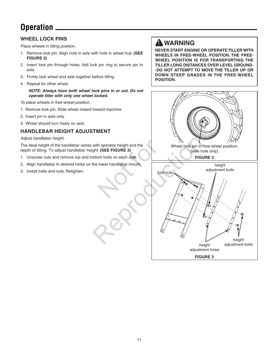 Not for reproduction, Operation | Snapper 8.5 TP User Manual | Page 12 / 24