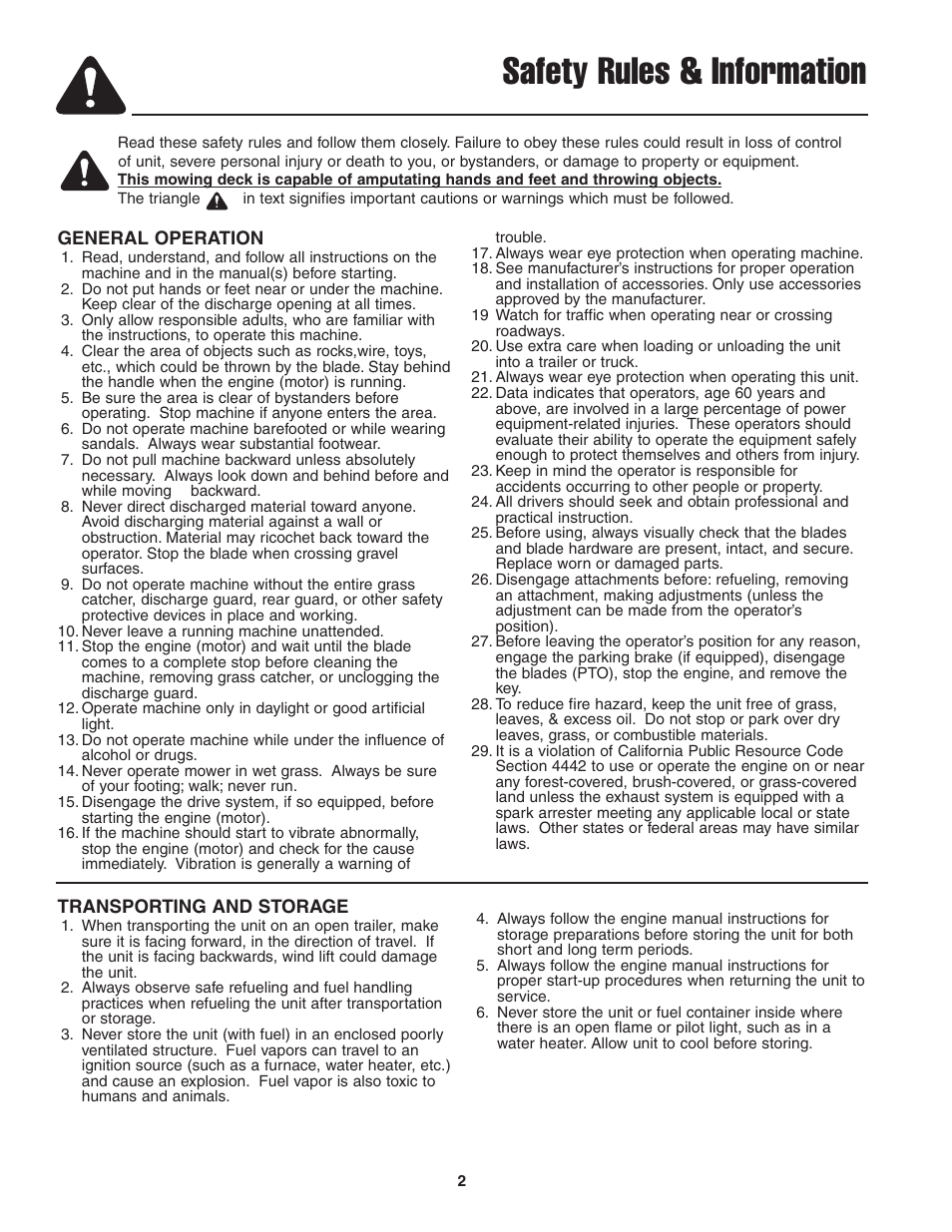 Safety rules & information | Snapper 13HP User Manual | Page 3 / 26