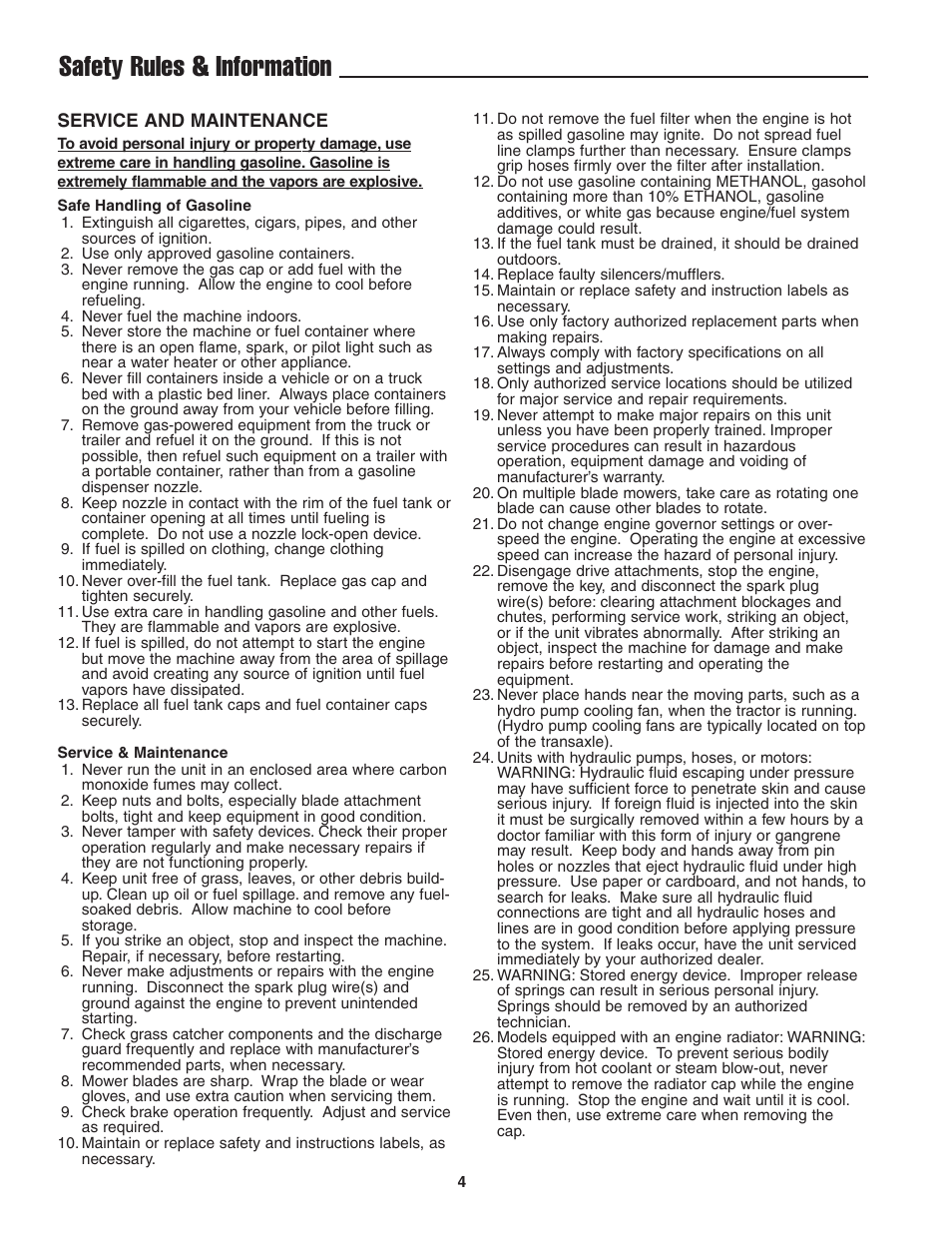 Safety rules & information | Snapper 13HP User Manual | Page 5 / 26