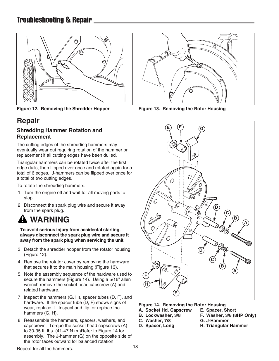 Troubleshooting & repair, Warning, Repair | Snapper E55140BV User Manual | Page 19 / 26