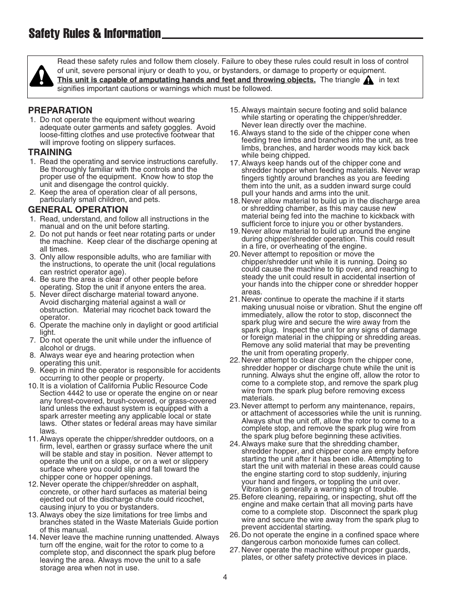 Safety rules & information | Snapper E55140BV User Manual | Page 5 / 26