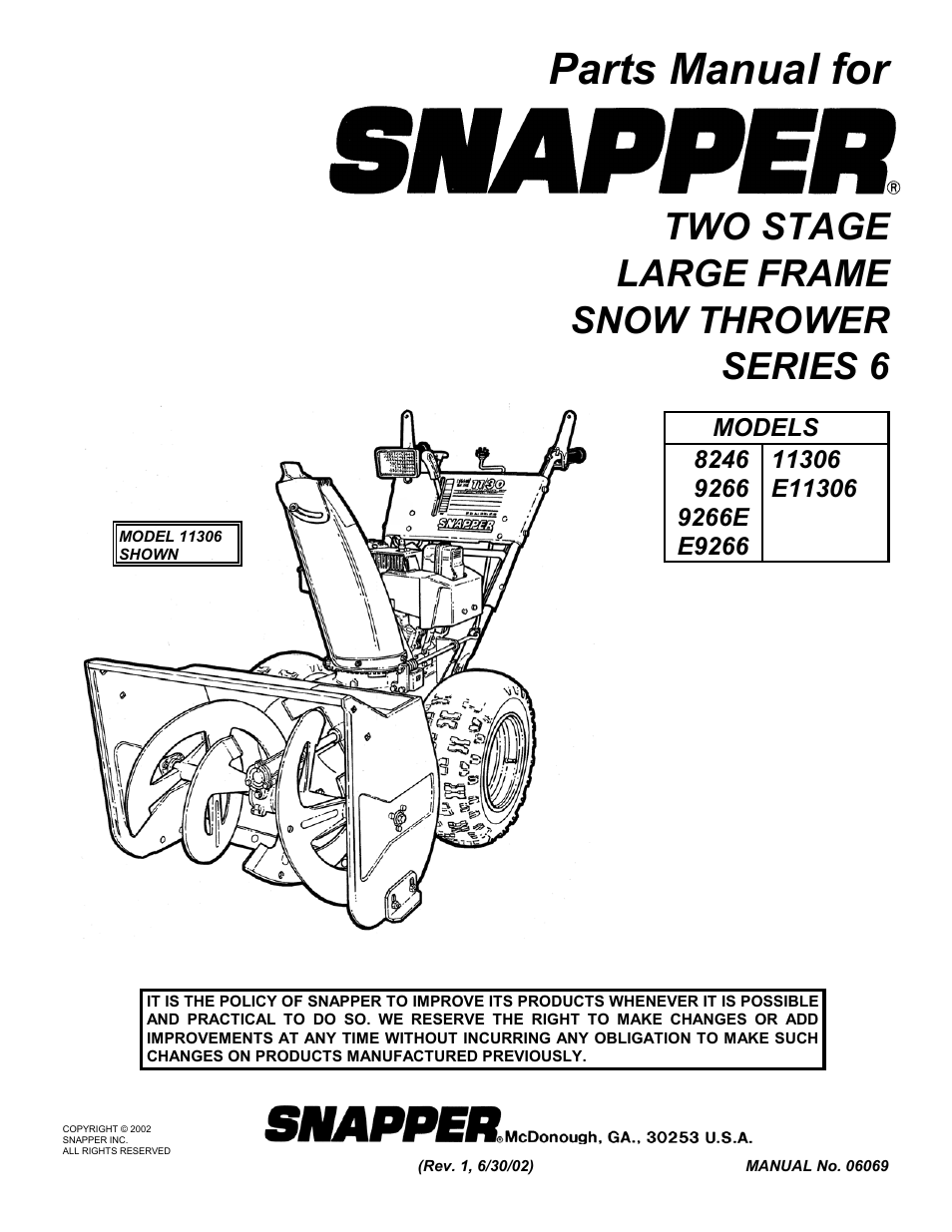 Snapper 8246 User Manual | 28 pages