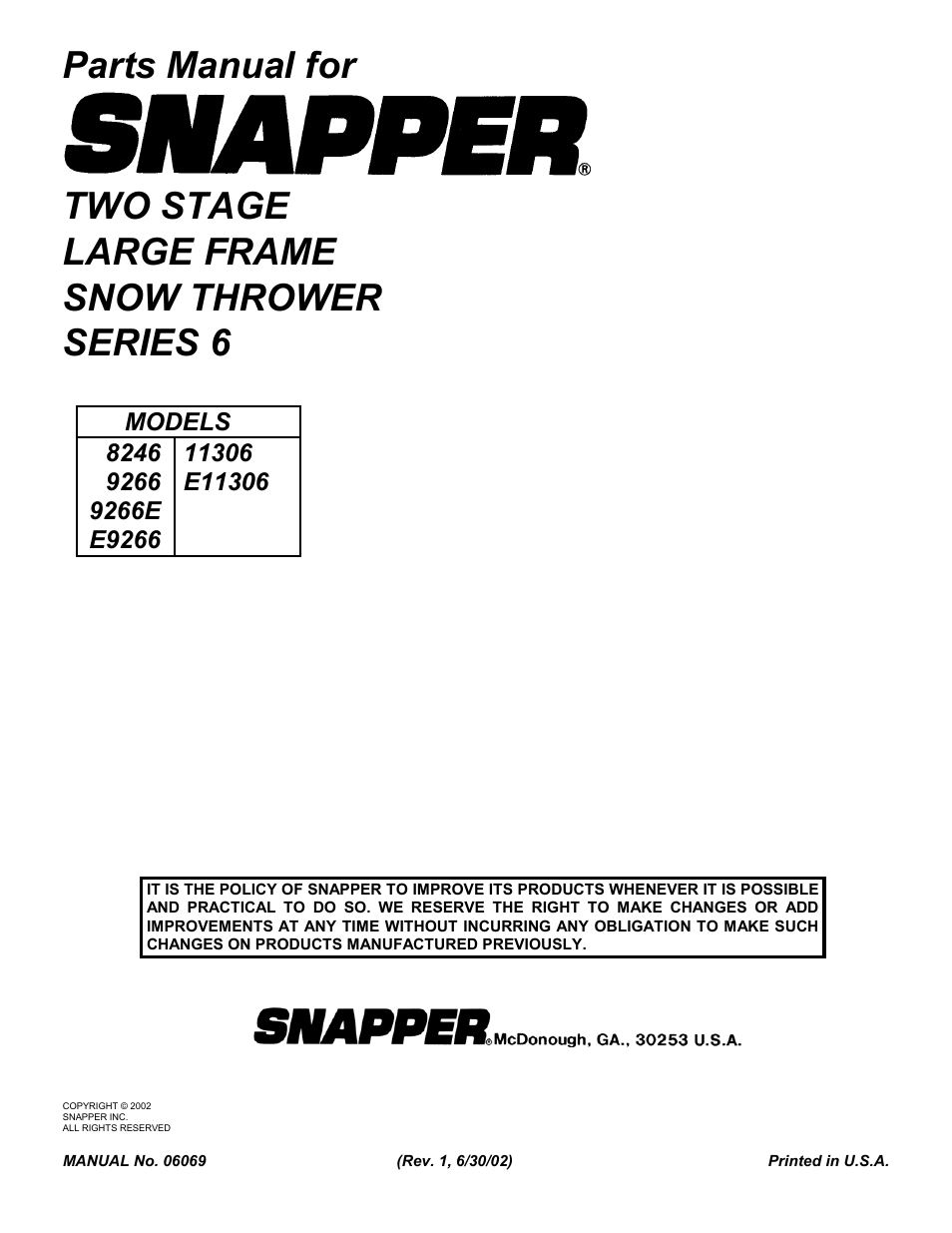 Snapper 8246 User Manual | Page 28 / 28