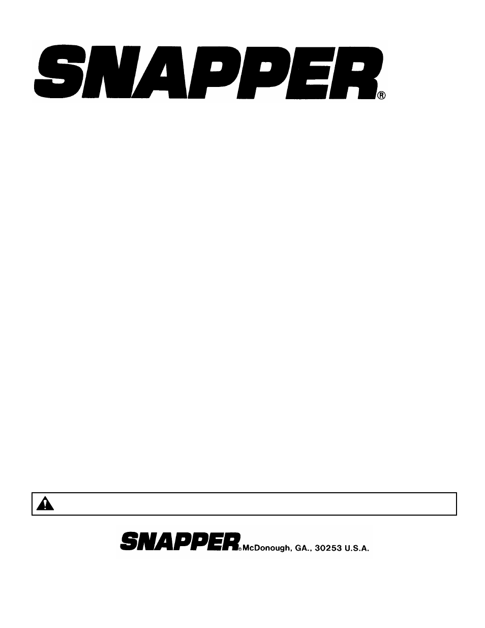 Intermediate rear tine tiller series 4, Safety instructions & operator’s manual for, Warning | Snapper EICFR5004B User Manual | Page 20 / 20