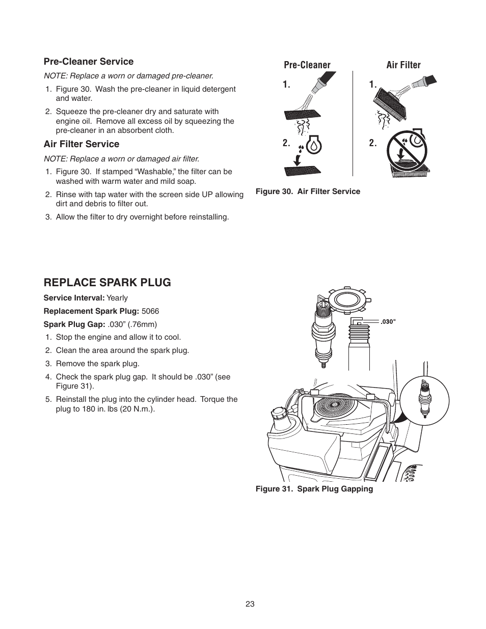 Replace spark plug | Snapper 150Z ZTR Series User Manual | Page 25 / 36