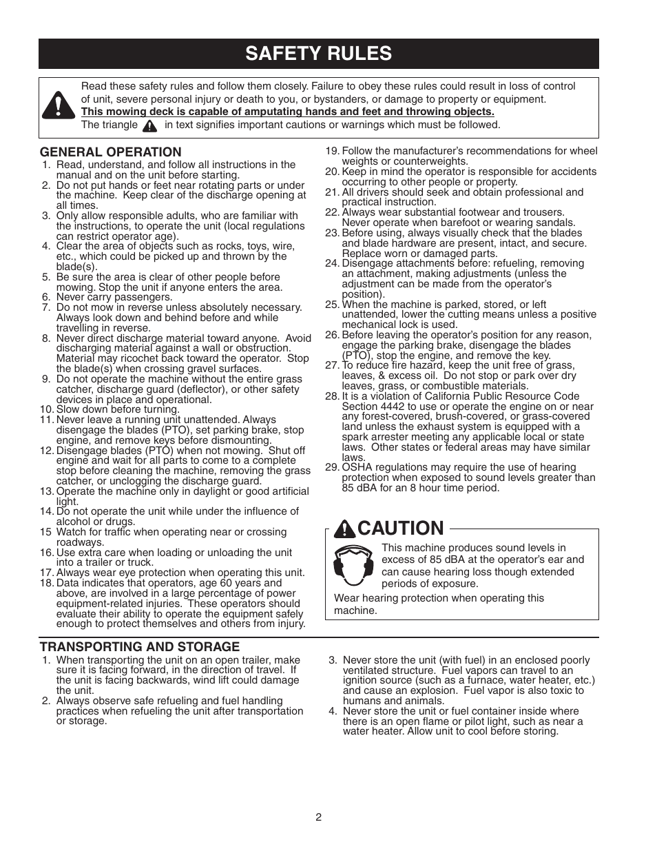 Safety rules, Caution | Snapper 150Z ZTR Series User Manual | Page 4 / 36
