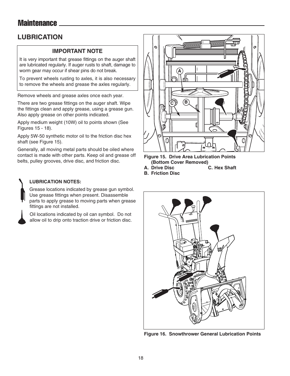 Maintenance, Lubrication | Snapper 555M User Manual | Page 19 / 32