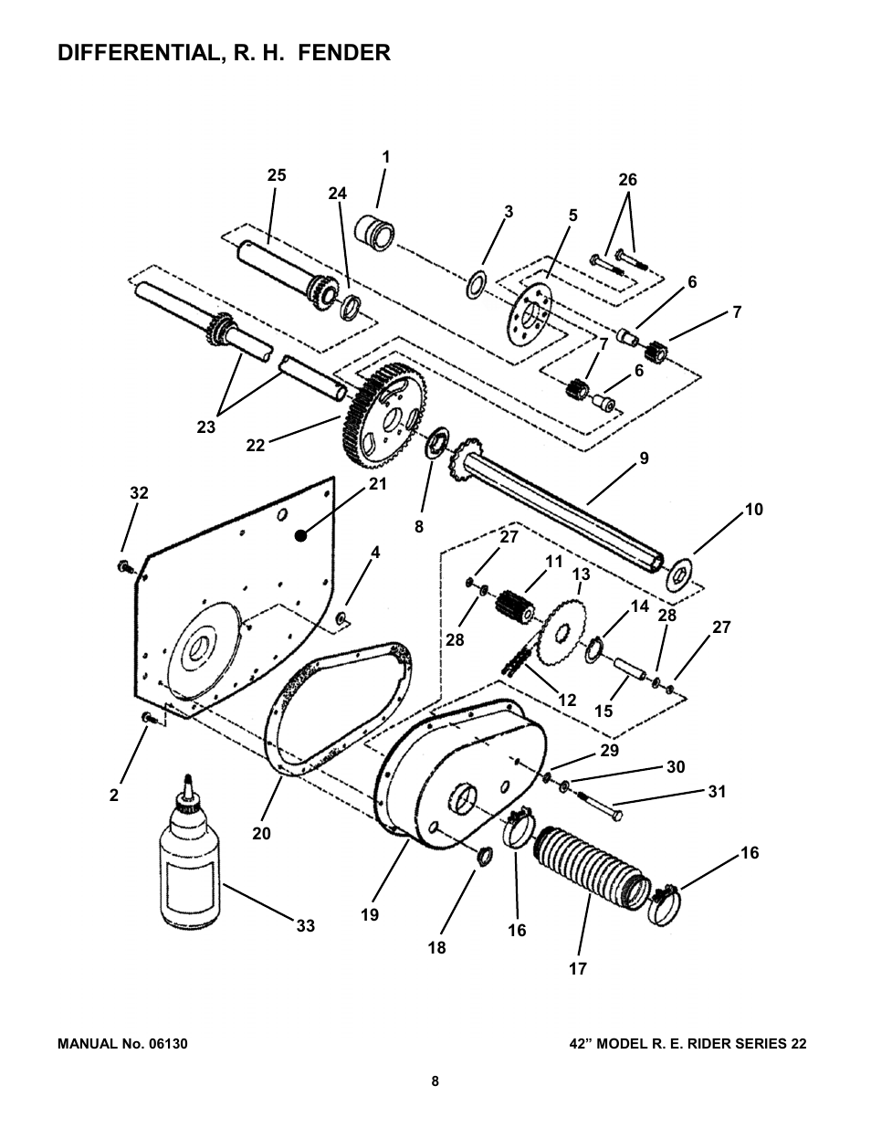 Differential, r. h. fender | Snapper 421622BVE User Manual | Page 8 / 32