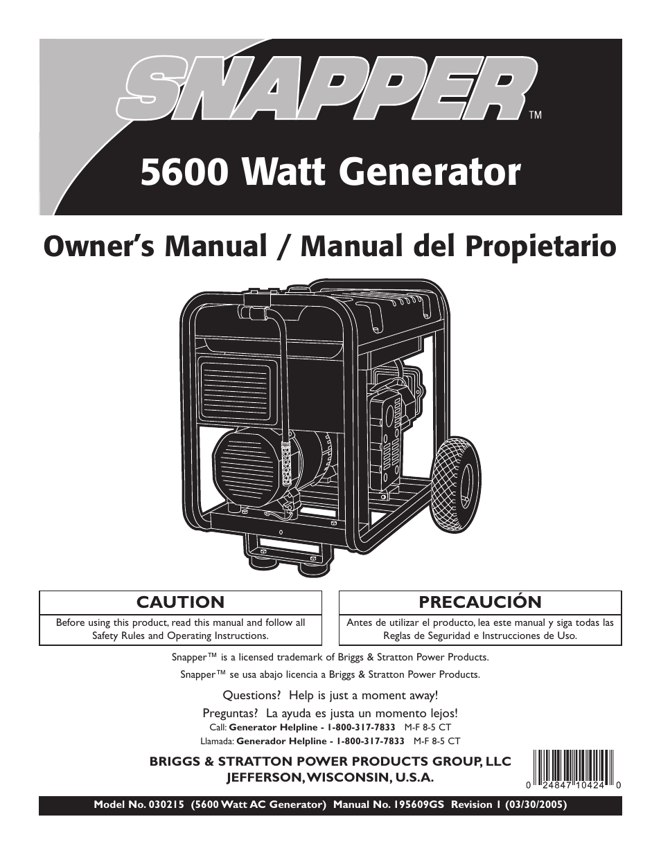 Snapper 5600 User Manual | 28 pages