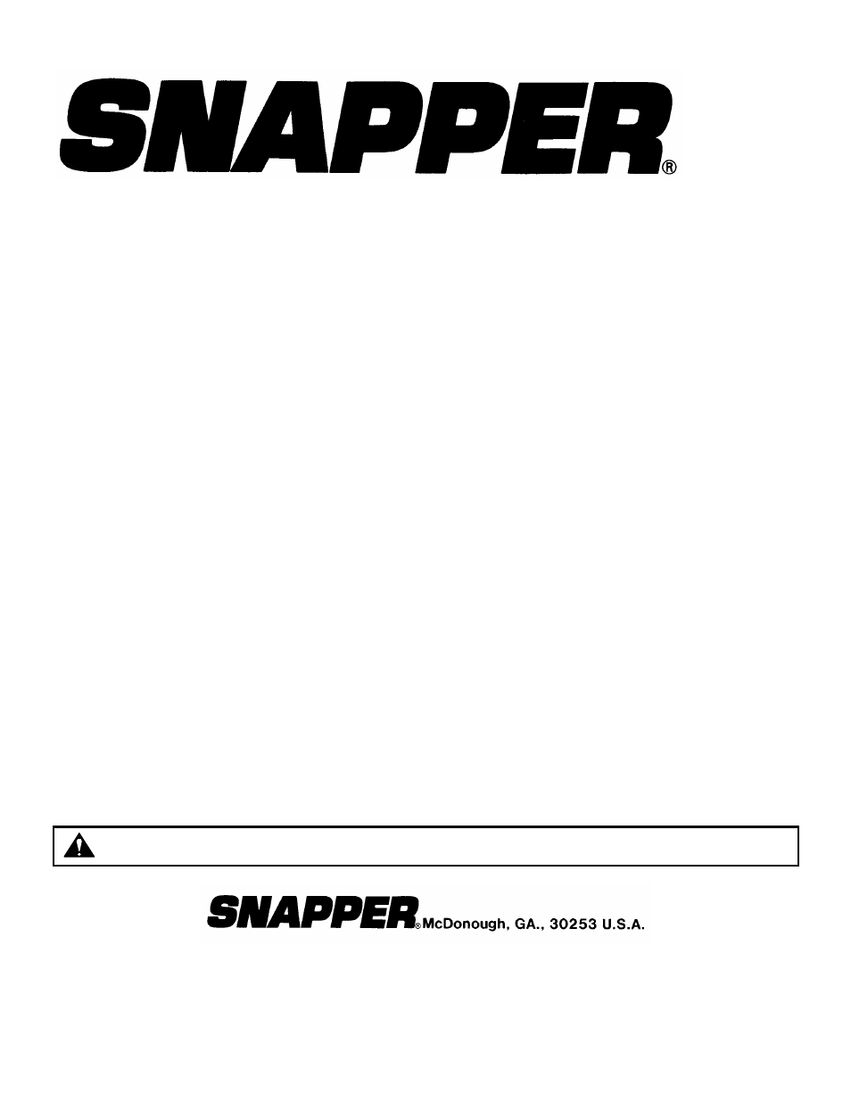Safety instructions & operator’s manual for, Warning | Snapper IR5003B User Manual | Page 18 / 18