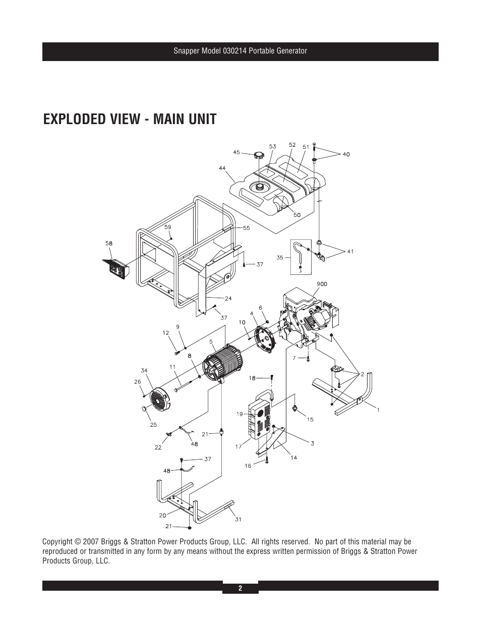 Exploded view - main unit | Snapper 30214 User Manual | Page 2 / 6