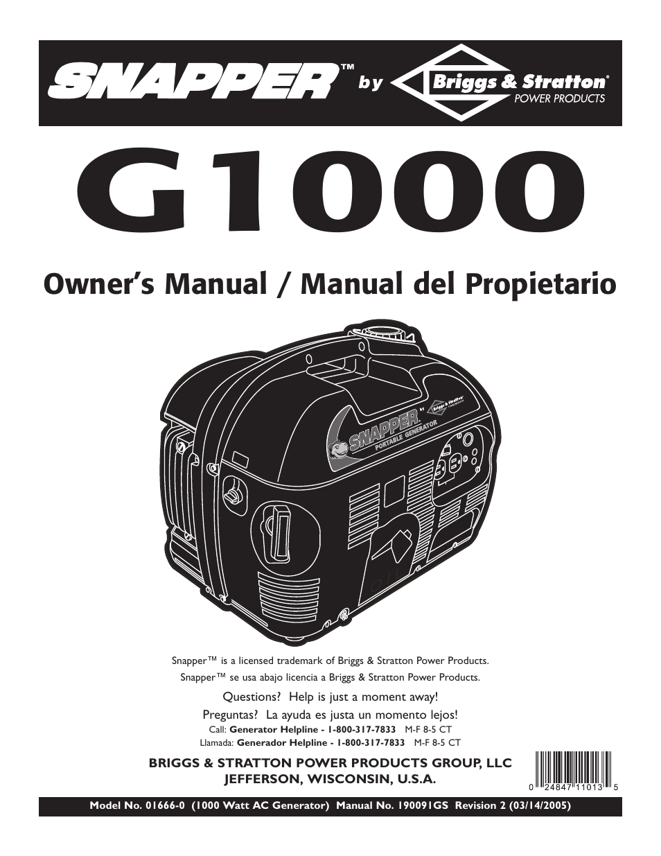 Snapper G1000 User Manual | 32 pages
