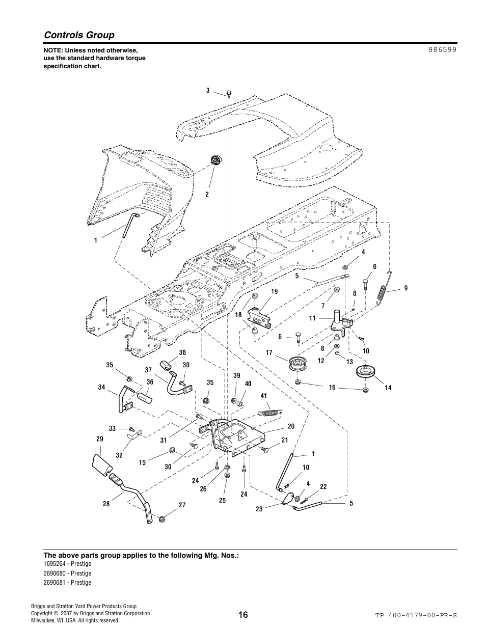 Controls group | Snapper 4579 User Manual | Page 16 / 56