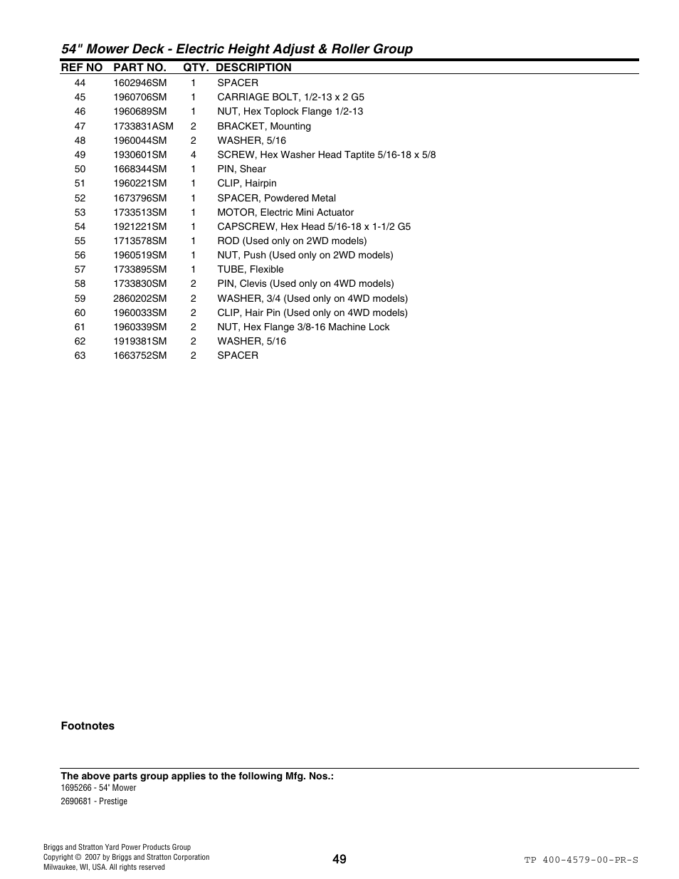 Snapper 4579 User Manual | Page 49 / 56
