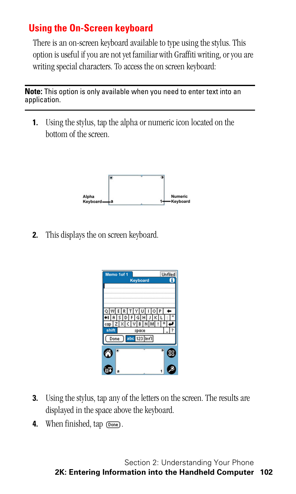 Using the on-screen keyboard | Samsung SPH-I330 User Manual | Page 106 / 206