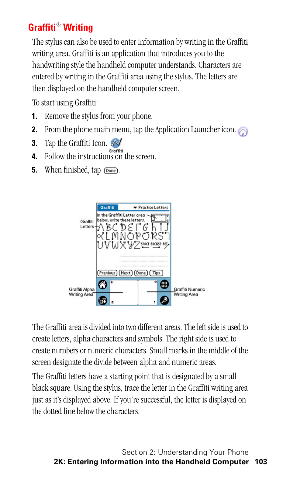 Graffiti® writing, Graffiti, Writing | Samsung SPH-I330 User Manual | Page 107 / 206