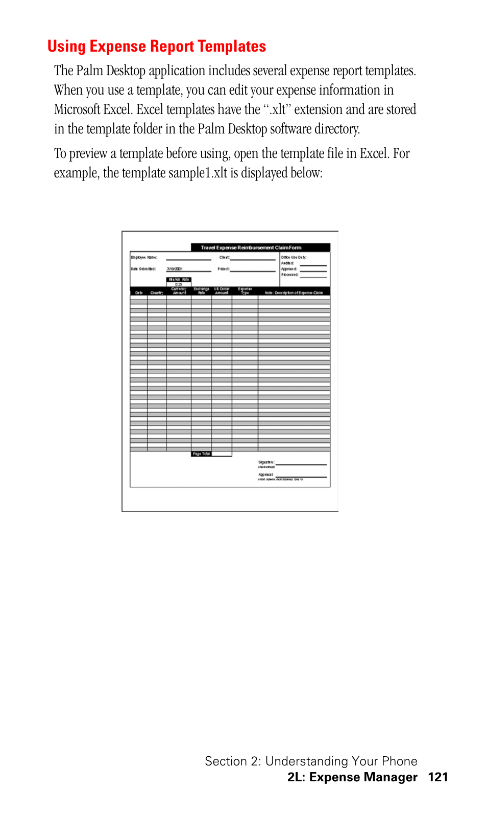 Using expense report templates | Samsung SPH-I330 User Manual | Page 125 / 206
