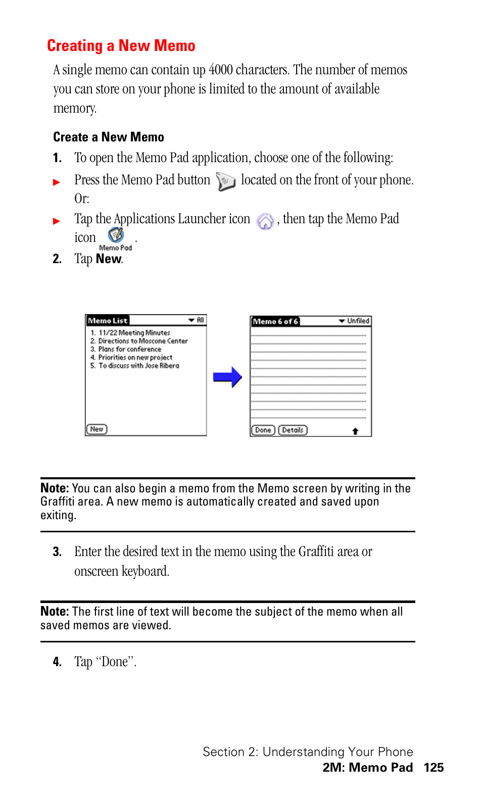 Creating a new memo, Create a new memo | Samsung SPH-I330 User Manual | Page 129 / 206