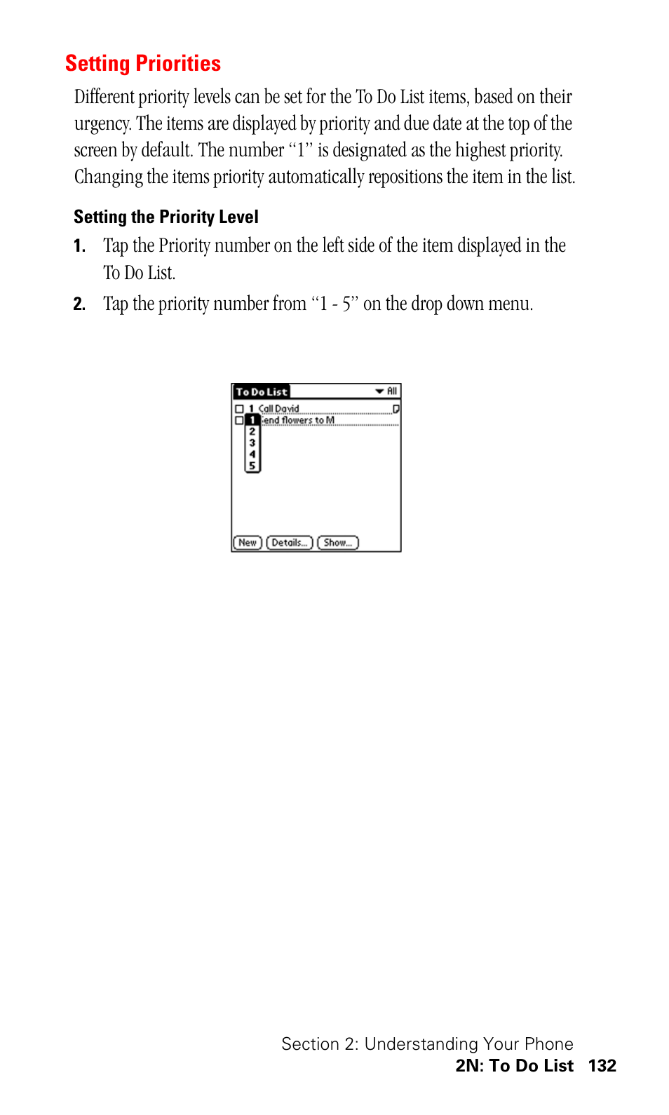 Setting priorities, Setting the priority level | Samsung SPH-I330 User Manual | Page 136 / 206