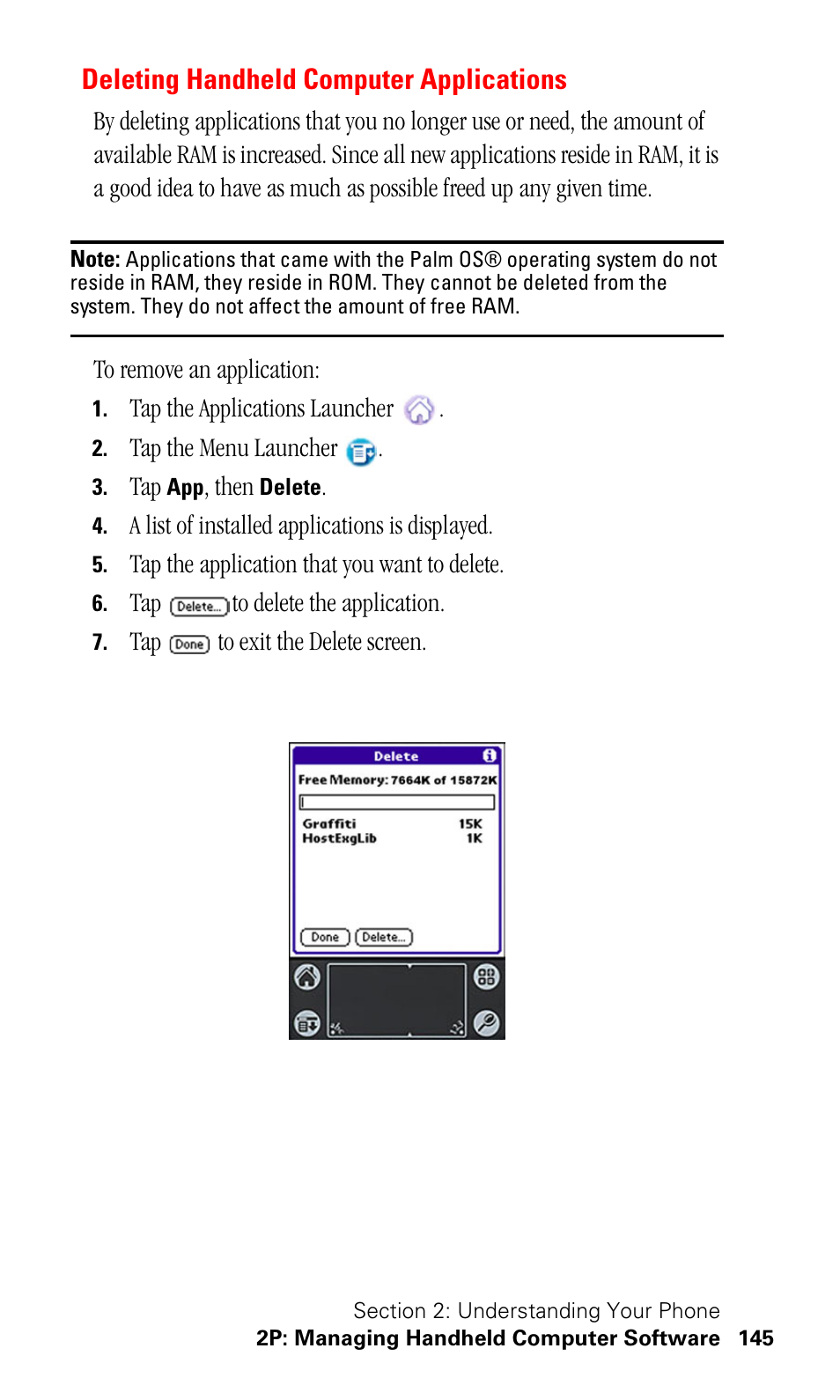 Deleting handheld computer applications | Samsung SPH-I330 User Manual | Page 149 / 206
