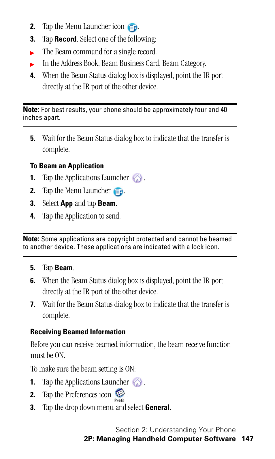 Receiving beamed information | Samsung SPH-I330 User Manual | Page 151 / 206