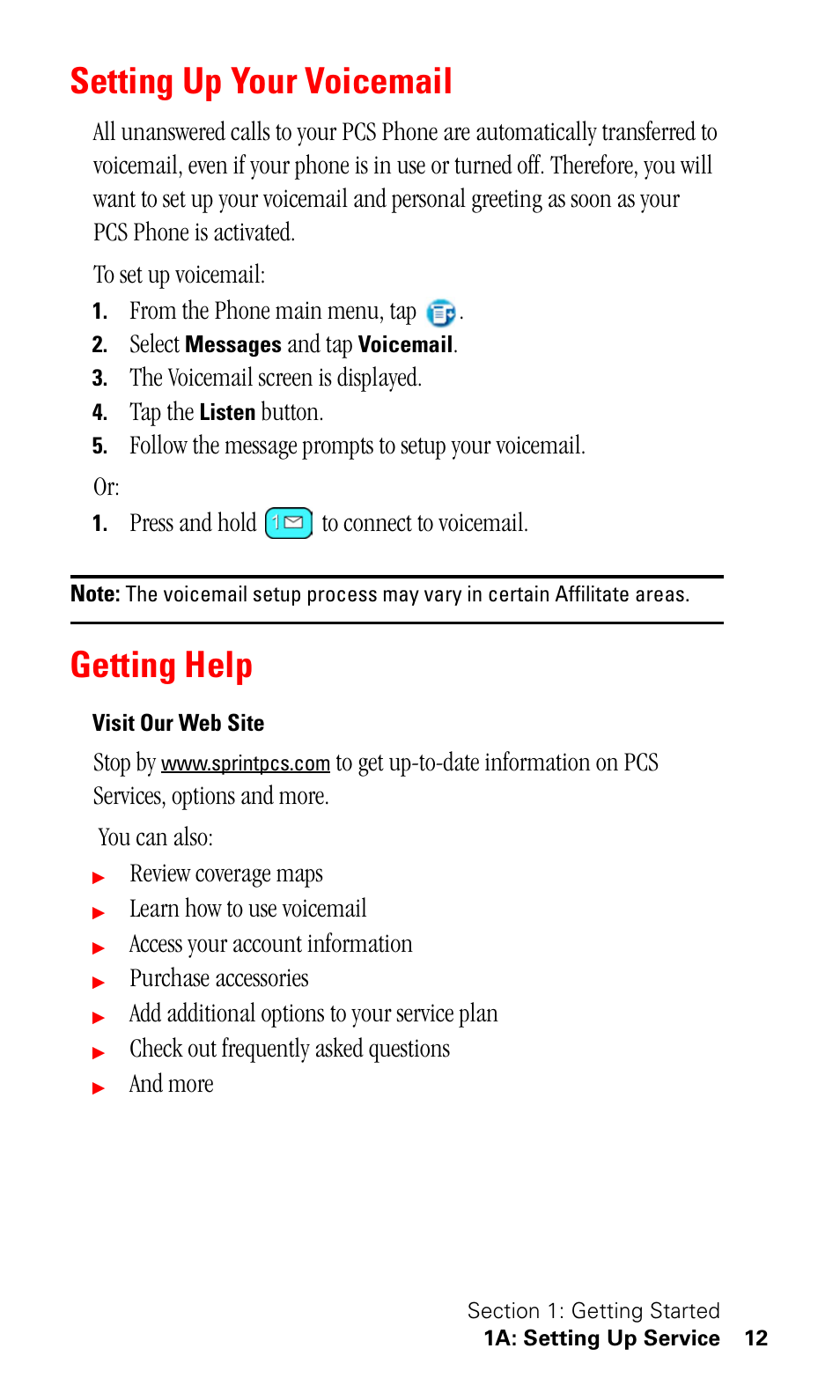 Setting up your voicemail, Getting help, Visit our web site | Samsung SPH-I330 User Manual | Page 16 / 206